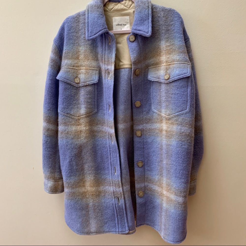 Aritzia Wilfred Free Ganna Shirt Jacket - Zen Blue Plaid - M